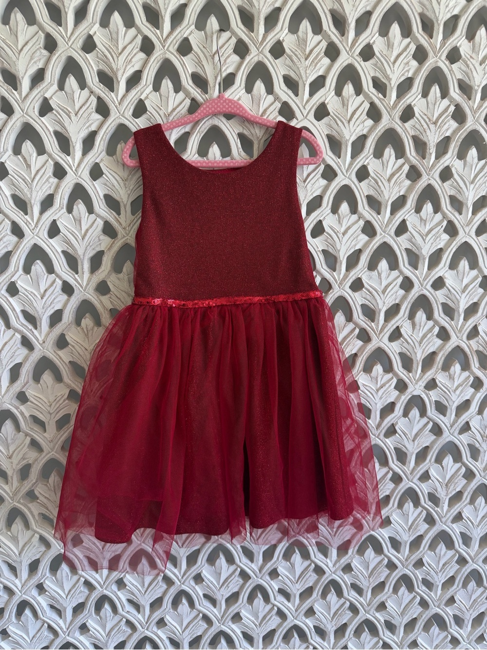 Lilt Girls Red Glitter Tulle Dress Size 5